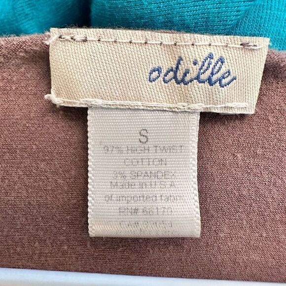 Odille High Twist Cotton Blend V Neck Stretch Long Sleeve Top Mauve Small Anthro - Picture 3 of 3